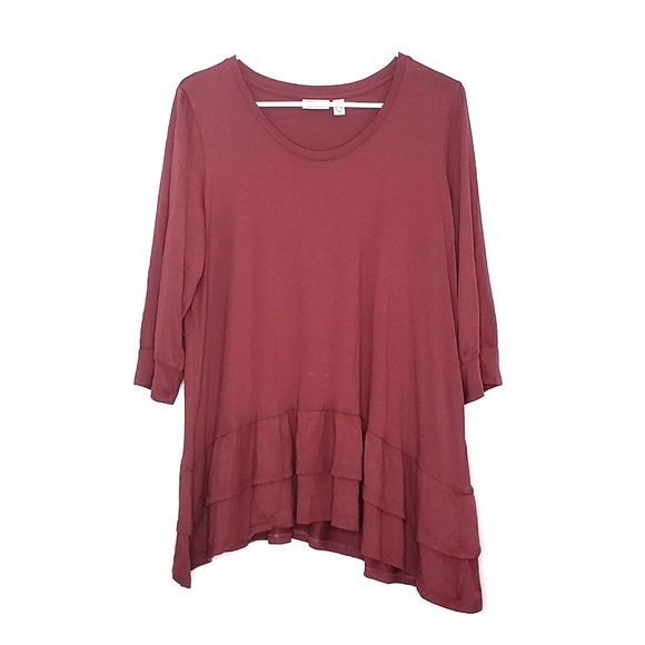 LOGO by Lori Goldstein Slub Knit Tunic Top Size L